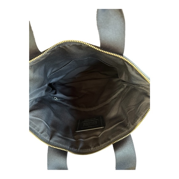 Coach Charles Perforated Leather Seagreen/Black Foldover Tote. - Picture 9 of 12